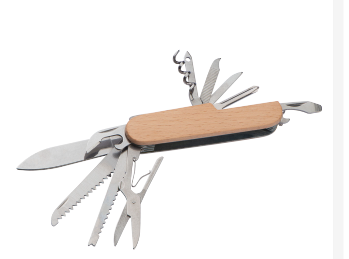 Taschenmesser aus Edelstahl mit Holzummantelung
