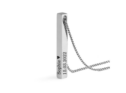 Säulenkette mit Gravur Farbe Silber