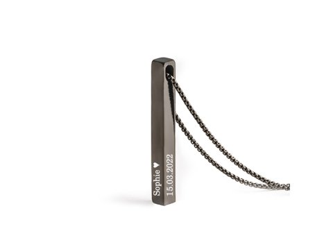 Säulenkette mit Gravur Farbe Schwarz