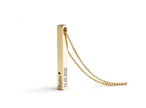 Säulenkette mit Gravur Farbe Gold