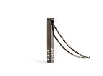 Säulenkette mit Gravur Farbe Schwarz